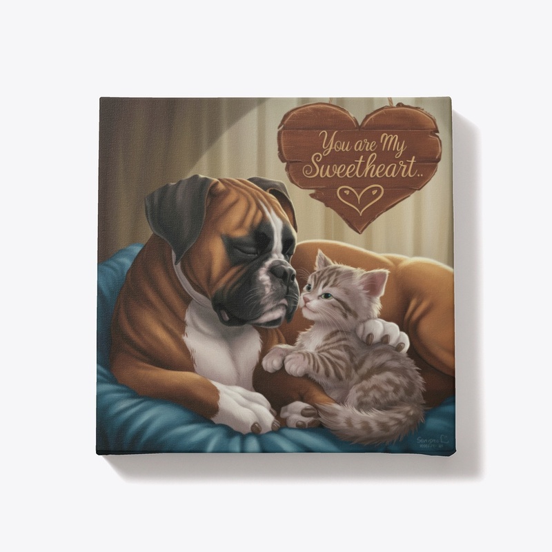 Sweet Dog & Cat with Loving Message