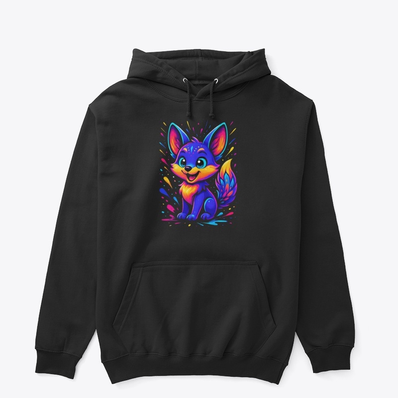 Colorful Cute Fox Neon Art Tee