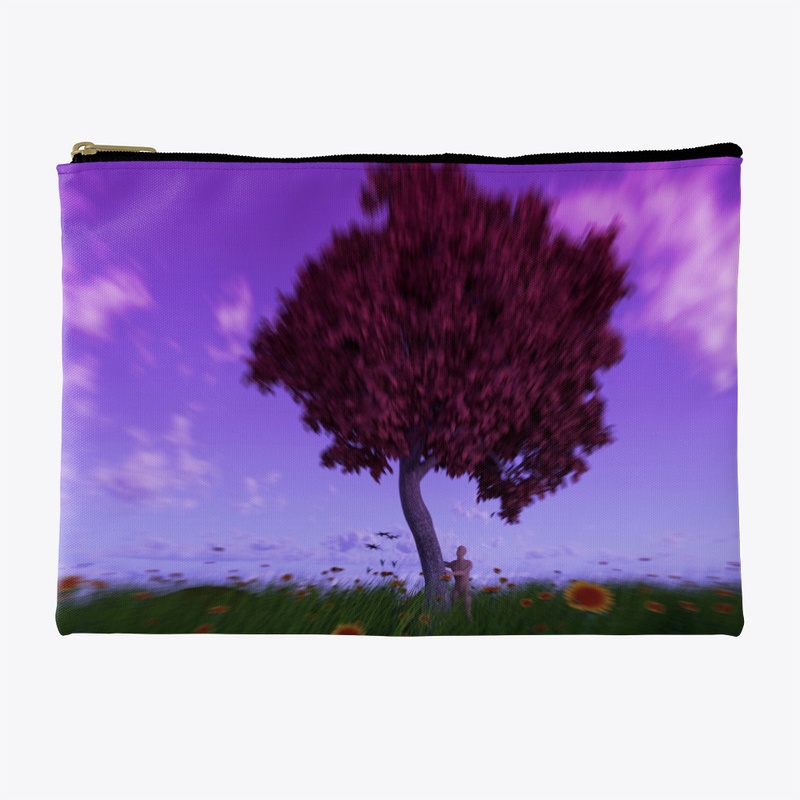Landscape of man admiring a tree