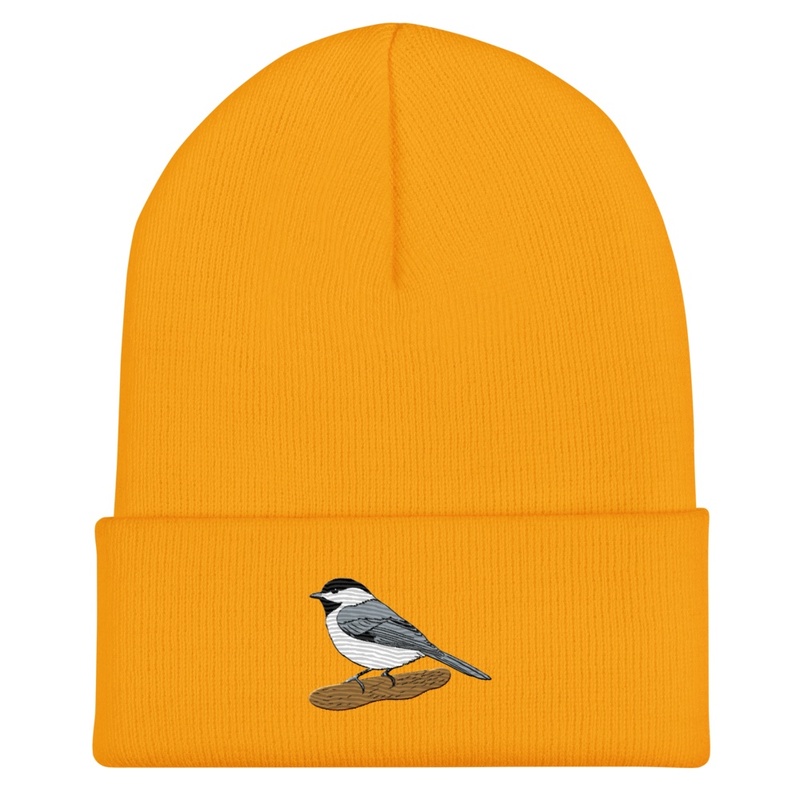 Chickadee Embroidered Cuffed Beanie