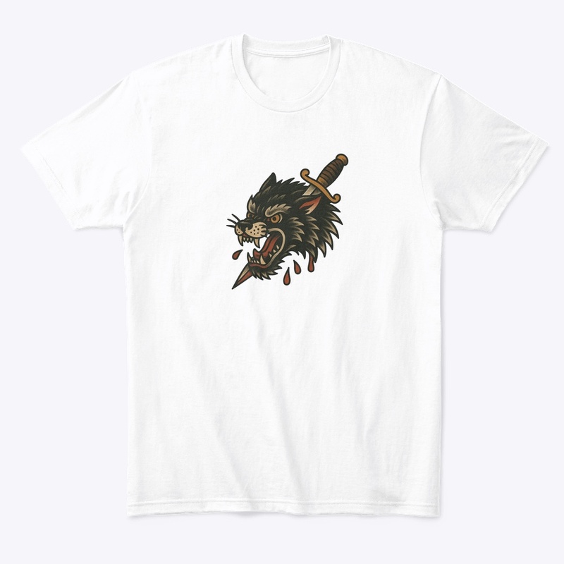 American Traditional Wolf and Dagger