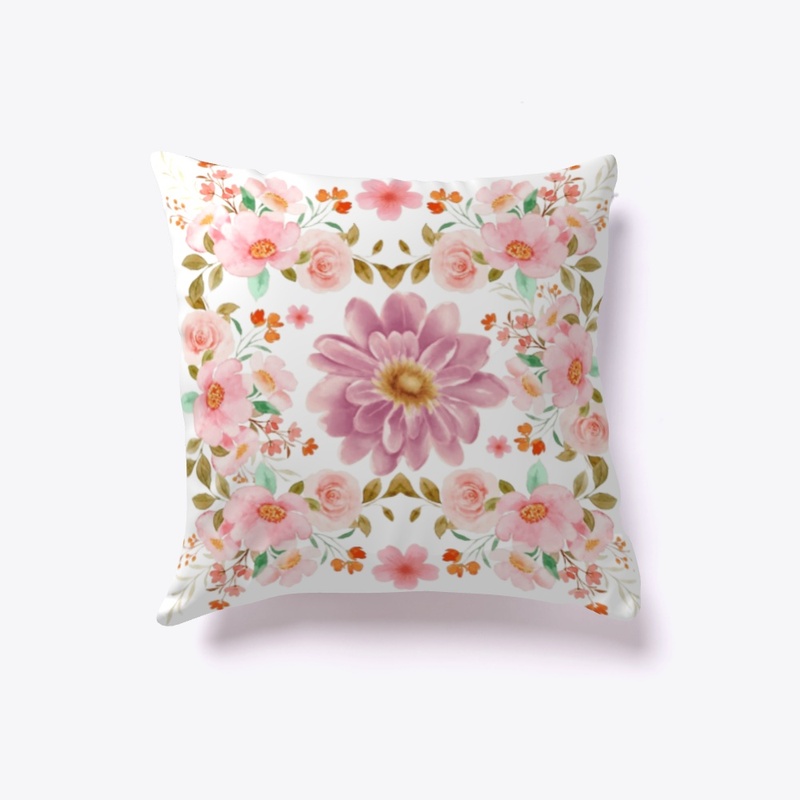 "Floral Print Decorative Throw Pillow.