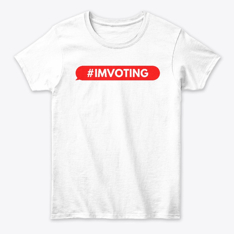 #IMVOTING, red bubble, white text