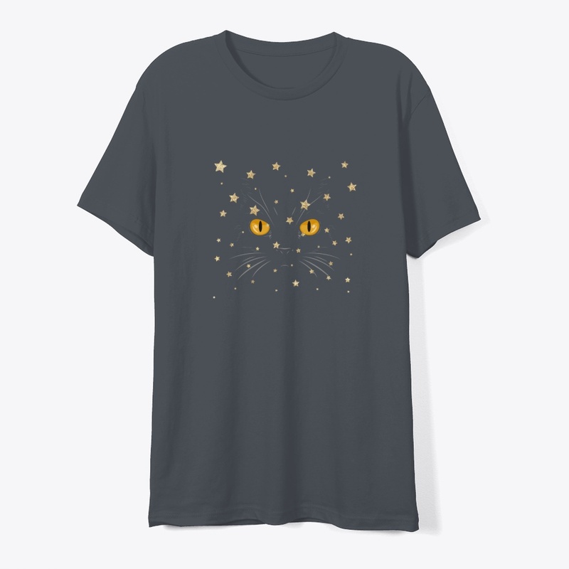 cute cat face & stars or meow