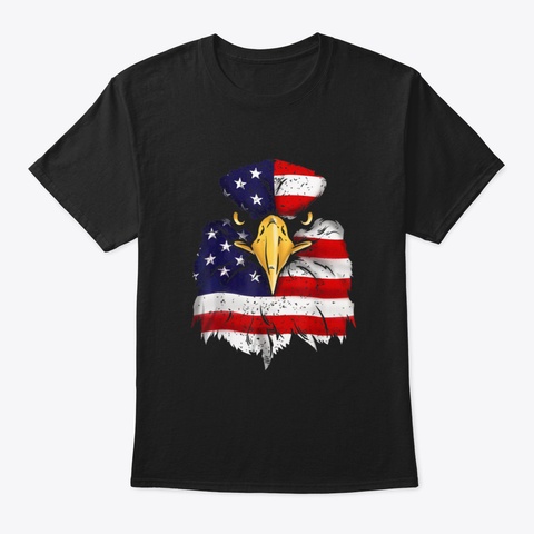 Bald Eagle 4 Th Of July American Flag Pat Black T-Shirt Front