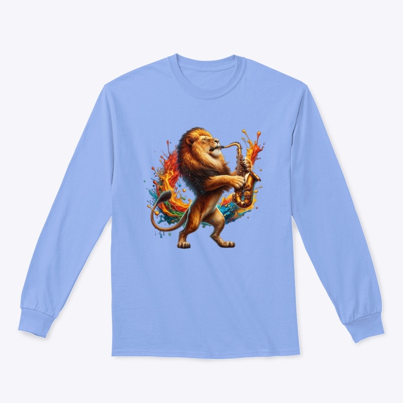 Lion playing saxophone