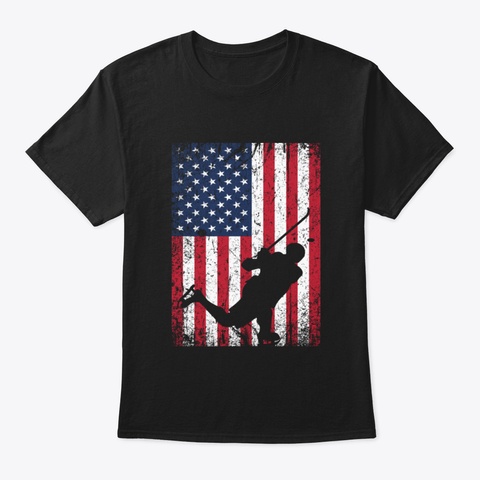 American Flag Ice Hockey Nydip Black T-Shirt Front