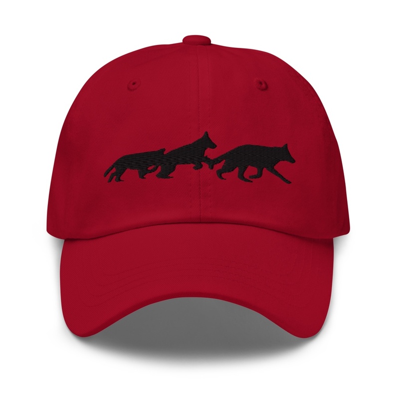 Red Three Dogs on the March Hat