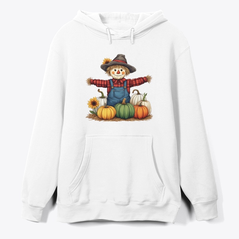 Cheerful Scarecrow & Pumpkin Patch