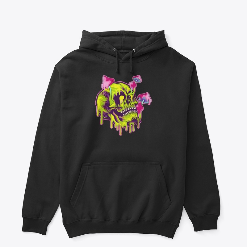 Psychedelic Skull and Mushrooms