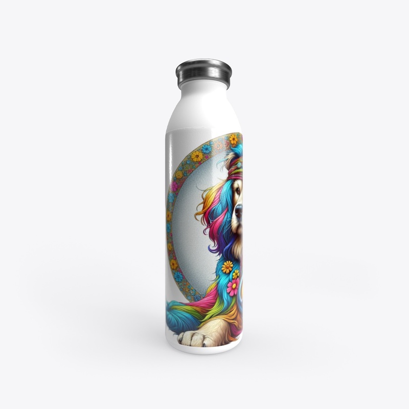 70's Hippie design of a golden retriever