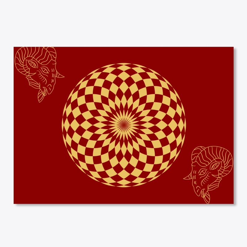 Golden goat and mandala 