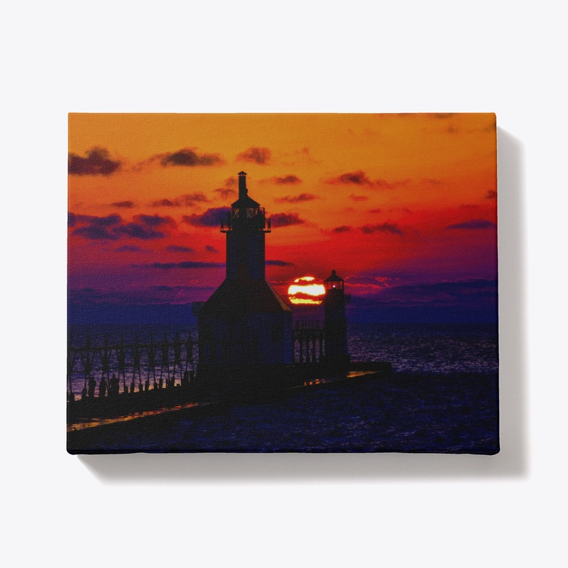 Sunset Between Two Lighthouses Canvas