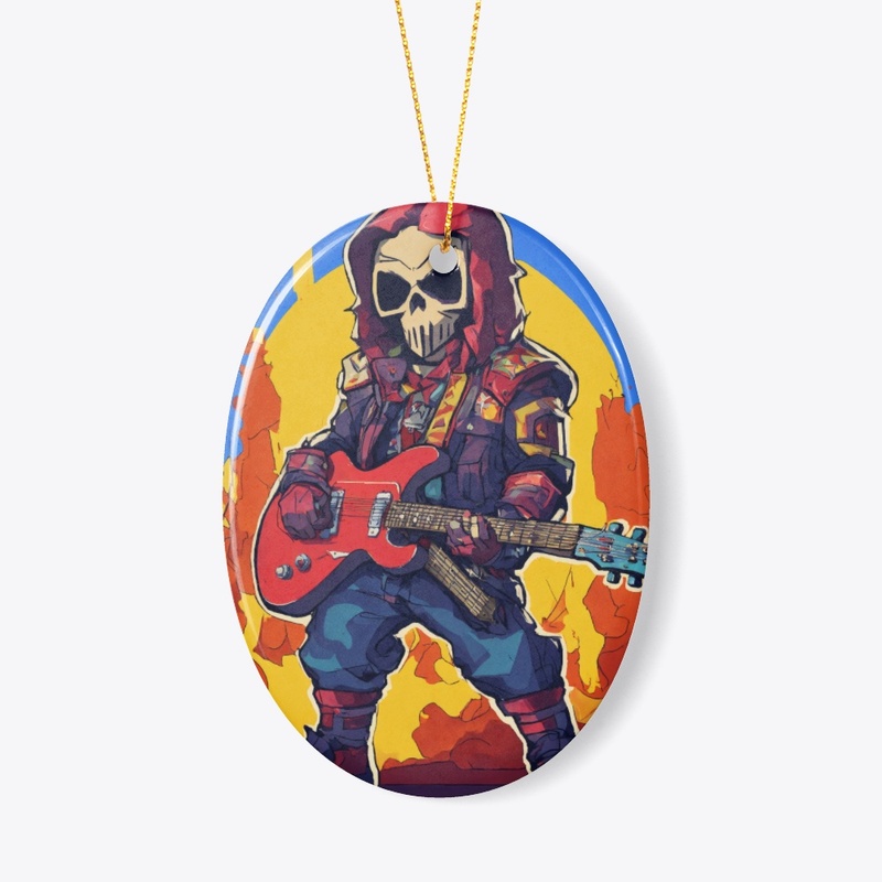 Rock and roll skull sticker tee