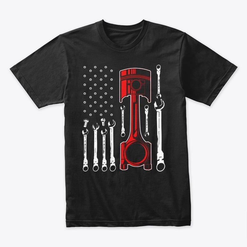Mechanic USA Flag Piston Wrenches Shirt