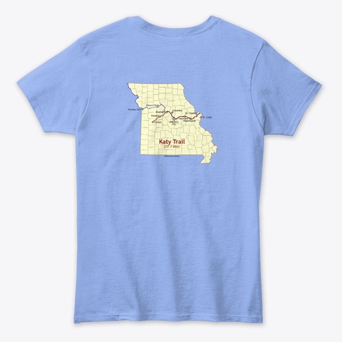 Katy Trail Route Map Shirts Light Blue T-Shirt Back