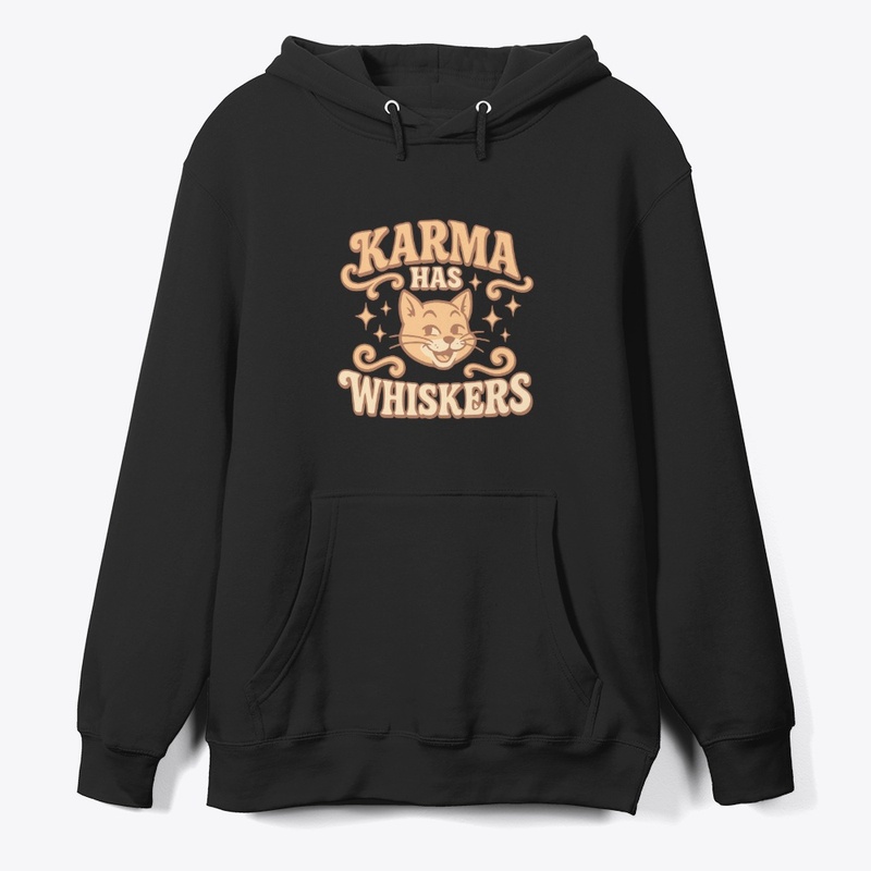 Karma Has Whiskers Retro Cat Tee Gift 