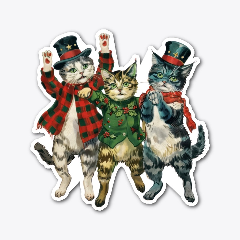 Vintage three cat Sticker