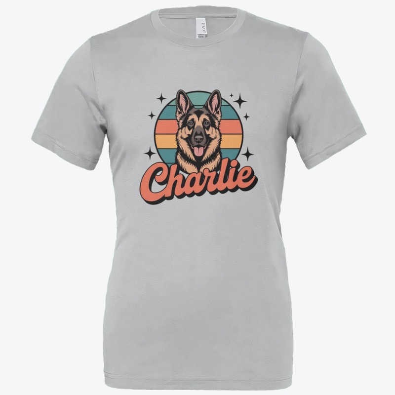 Charlie German Shepherd Retro Sunset Tee
