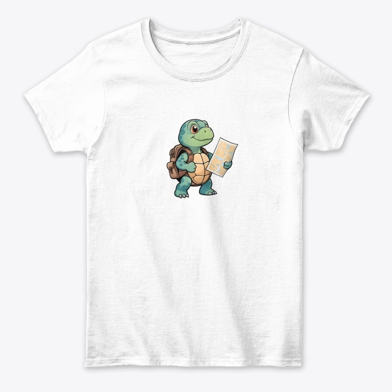 Cute Lost Turtle Explorer Sticker.