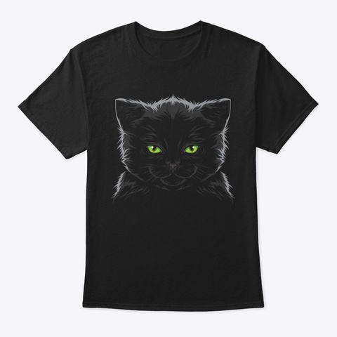 Cat On Black Black T-Shirt Front