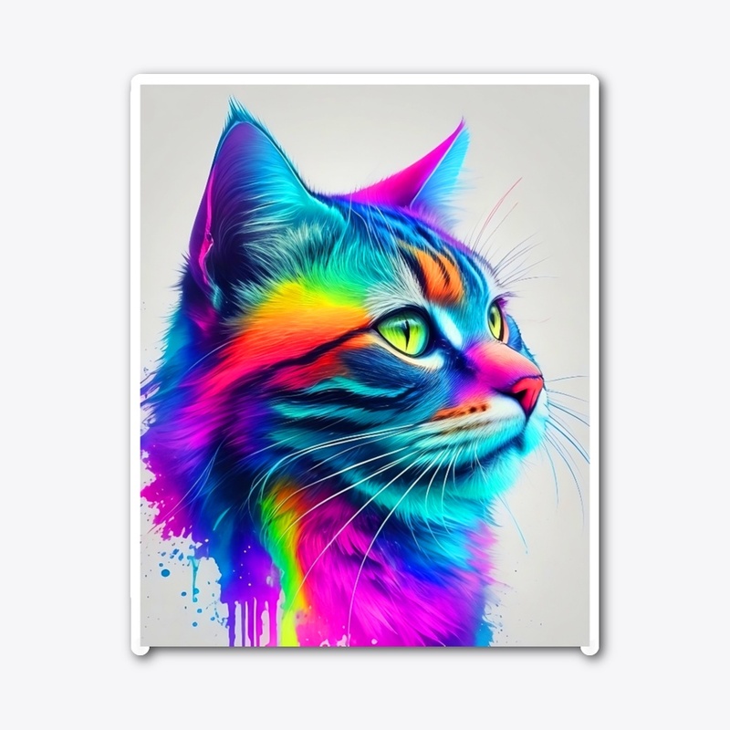 neon colour cat