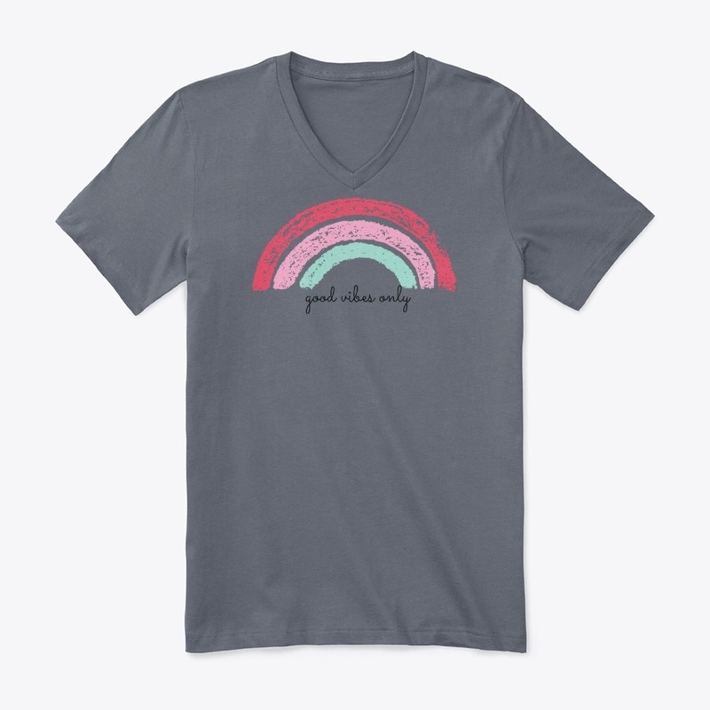 Good Vibes Only Rainbow Vneck Tee