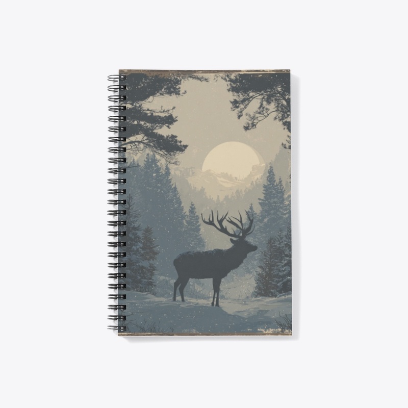 Moonlit Deer Forest Wilderness Art