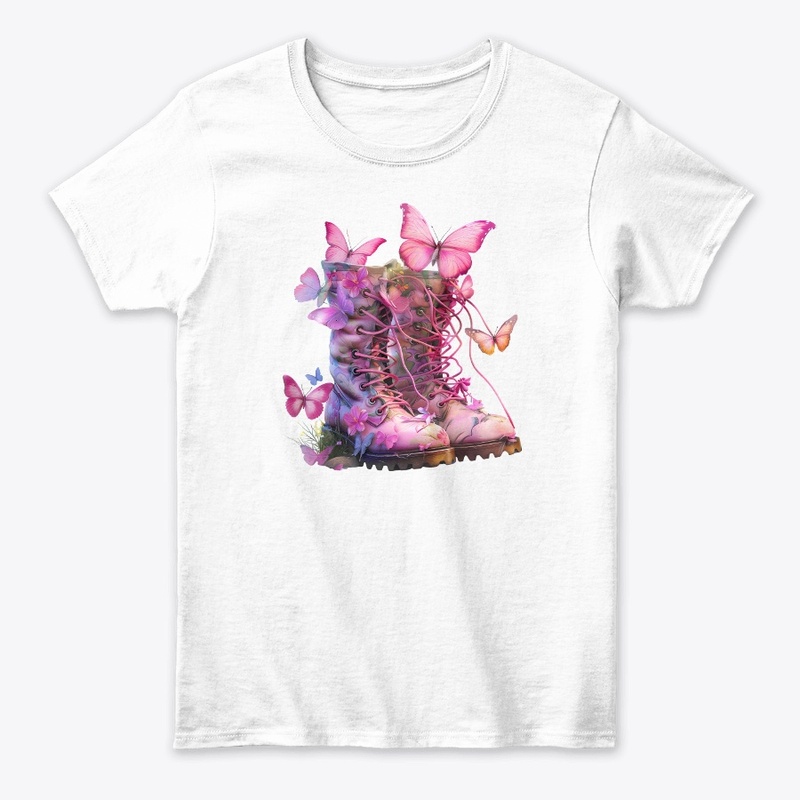 Pink boots with butterfly 
