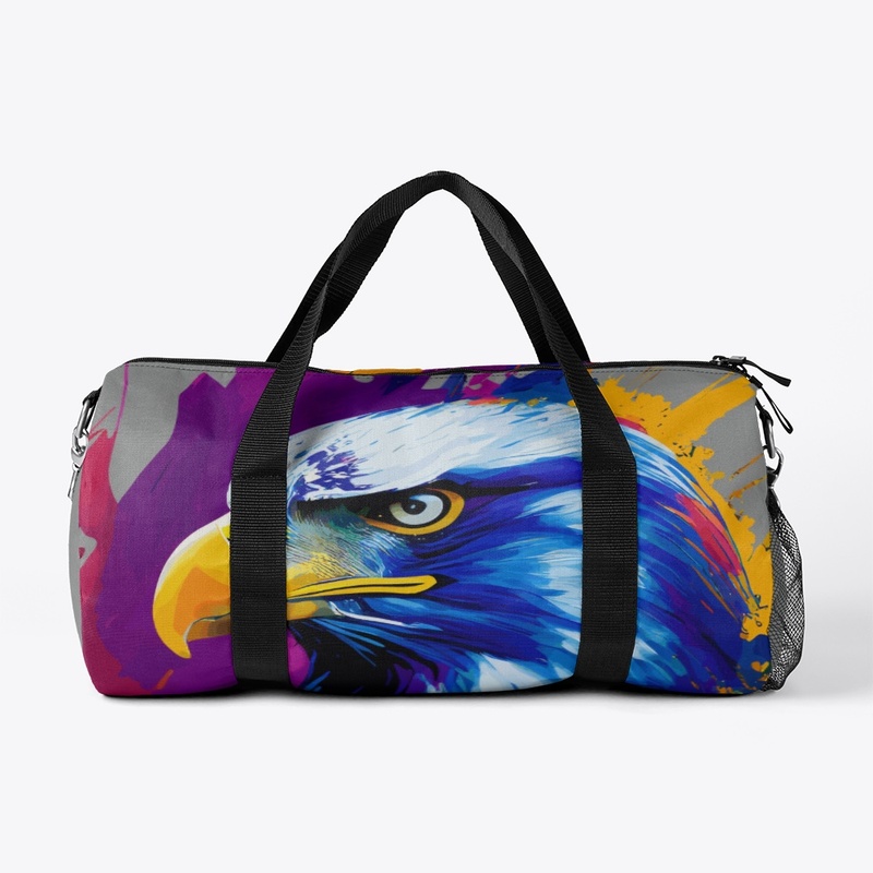 Vibrant Eagle in colorful splatter, left