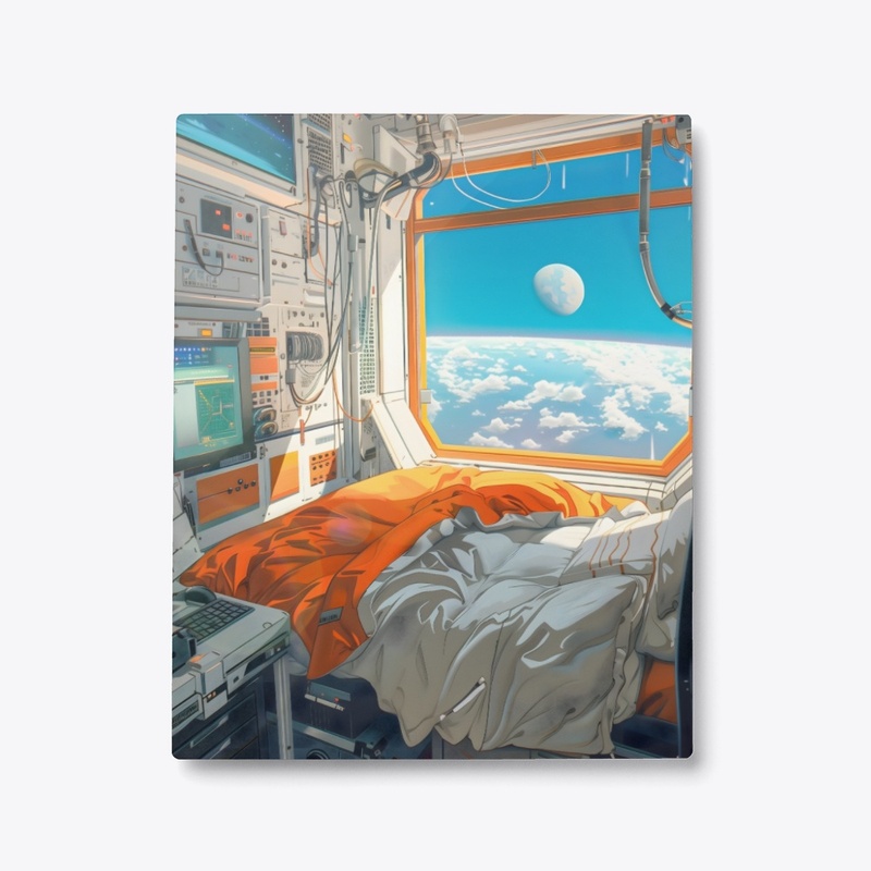Metal Print Futuristic Space Bedroom