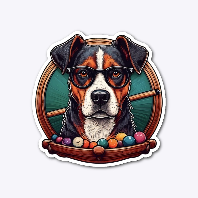 Funny Billiard Dog Illustration