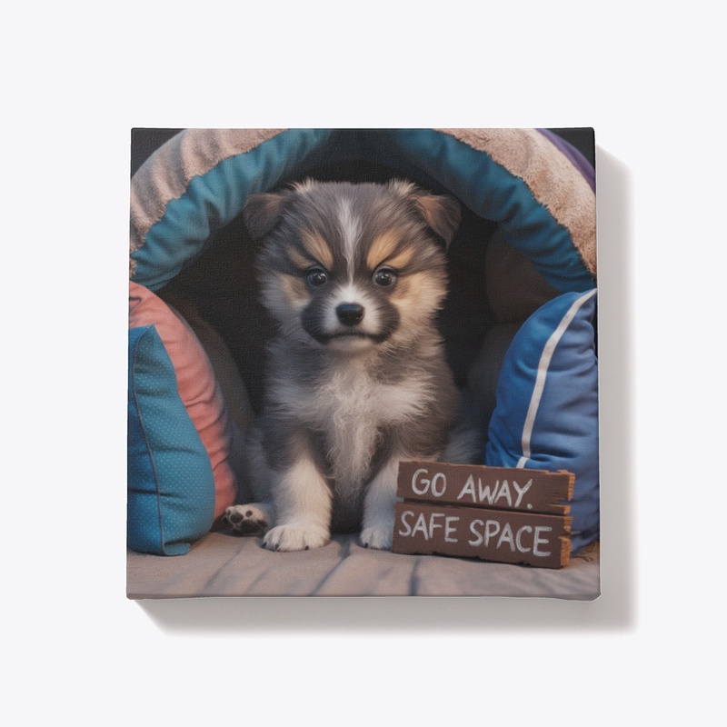 Cute Puppy Guarding Safe Space