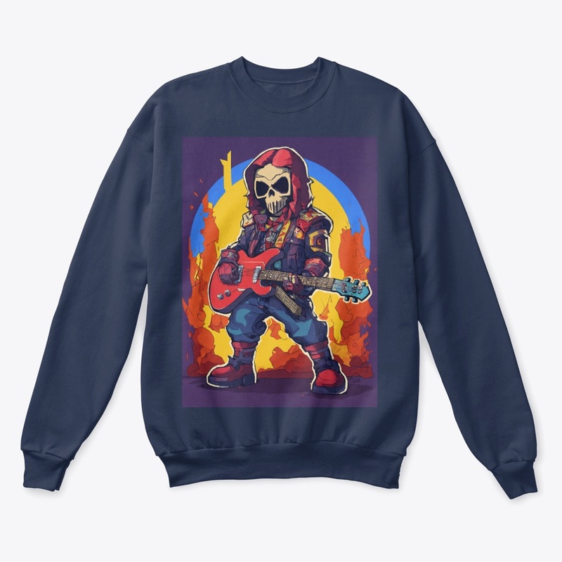 Rock and roll skull sticker tee