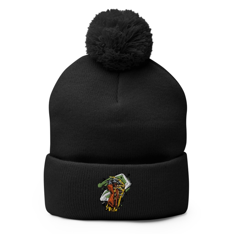 Funky Multi-Colored Pom Pom Knit Cap