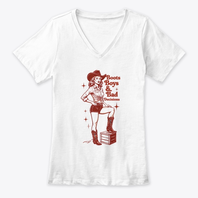 Boots Boy S Bad Decisions - Women's Premium V-Neck Tee - Women's Premium V-Neck Tee - Women's Premium V-Neck Tee - Women's Premium V-Neck Tee
