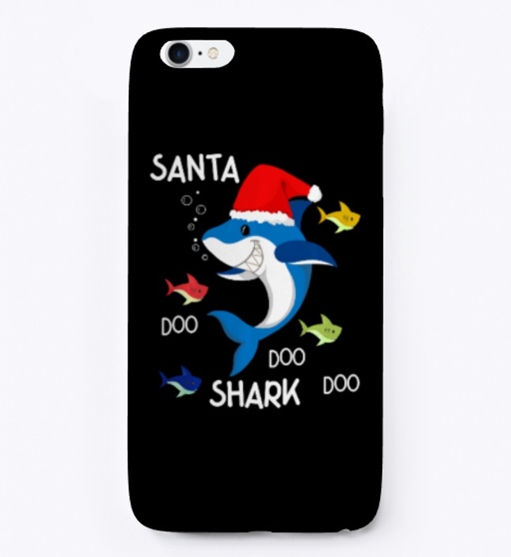 Santa Claus Shark Red Merry Christmas