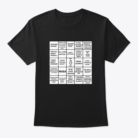 Racist Bingo Card Black T-Shirt Front