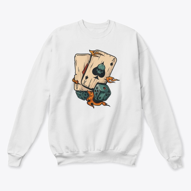 Flaming Ace & Dice Skull Design