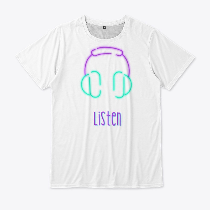 Purple illustrate listen graphic t-shirt
