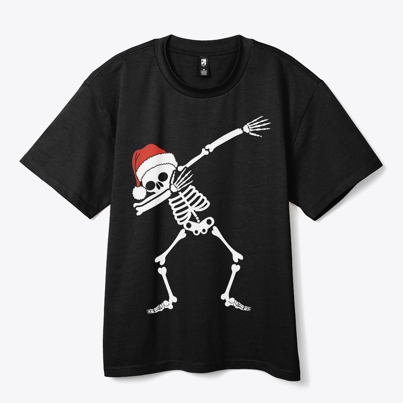 Dabbing Skeleton With Santa Hat