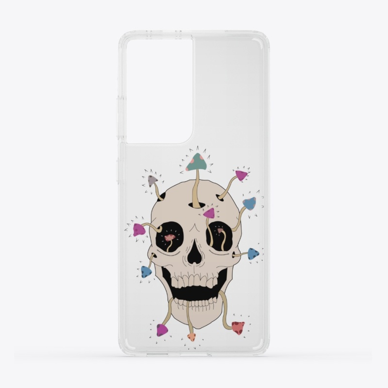 Skull with Mushrooms
