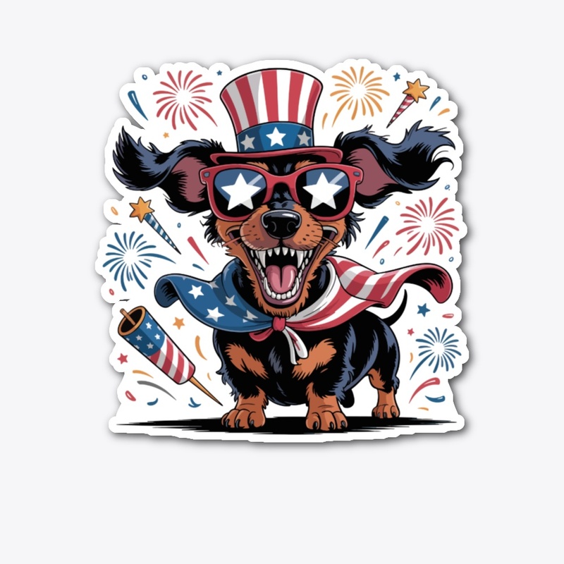 Patriotic Dachshund Dog 4th July USA 