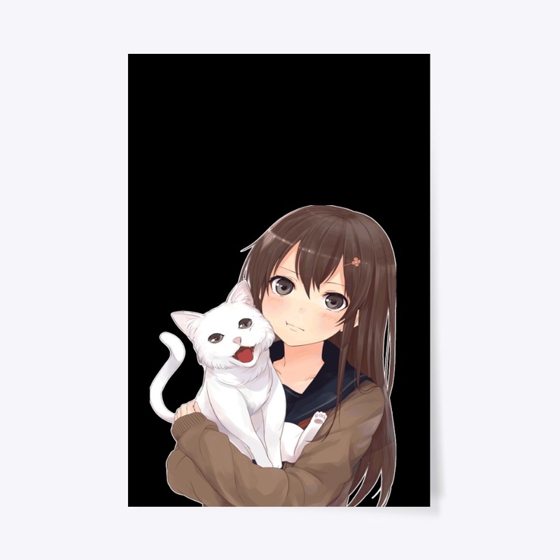a cute cat with a pretty girl.