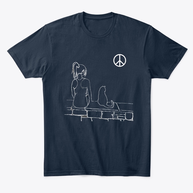 Girl Cat Moon Peace 