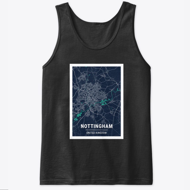 Nottingham Blue Dark Color City Map