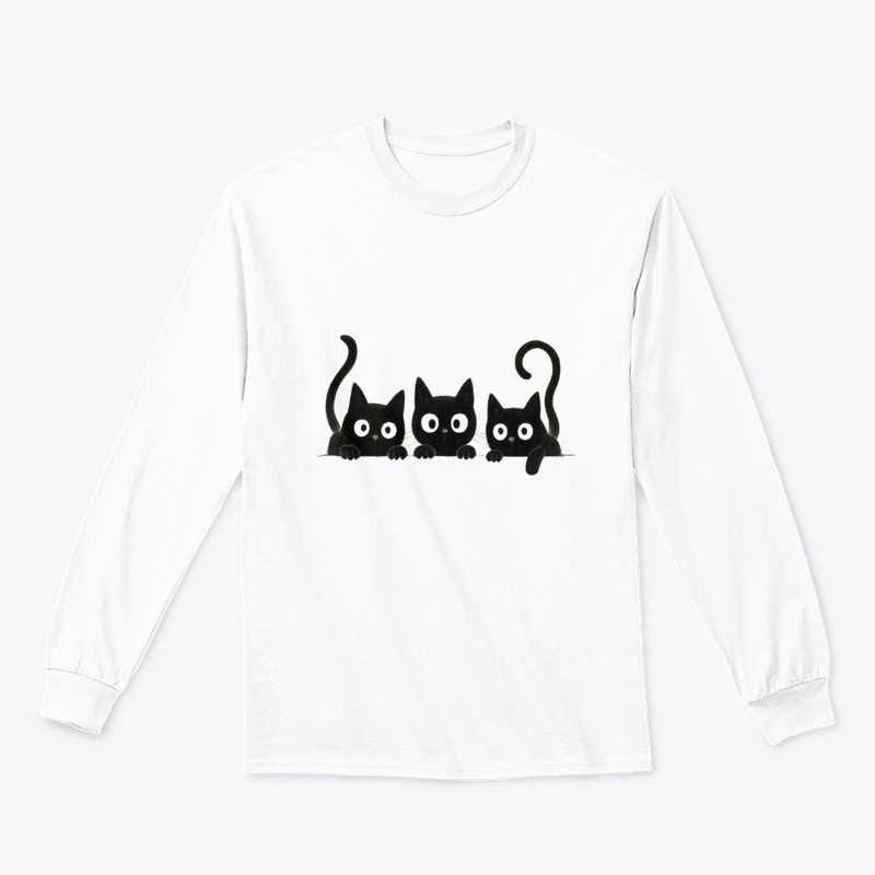 Curious Black Cats – Peeking Trio Tee