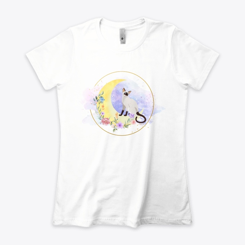 Siamese cat mom -moon and flowers
