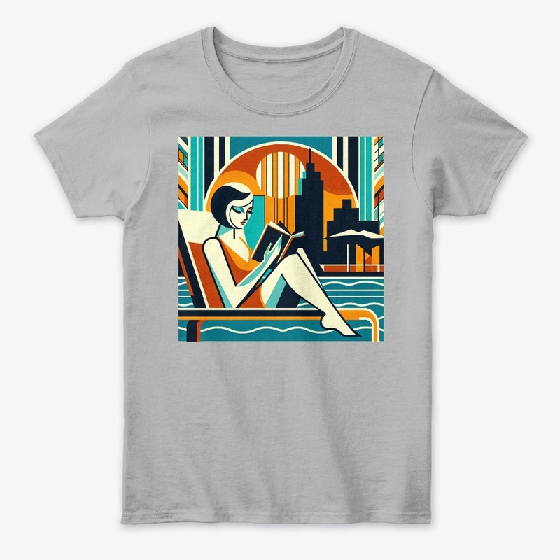 Woman Reading Poolside Art Deco Design