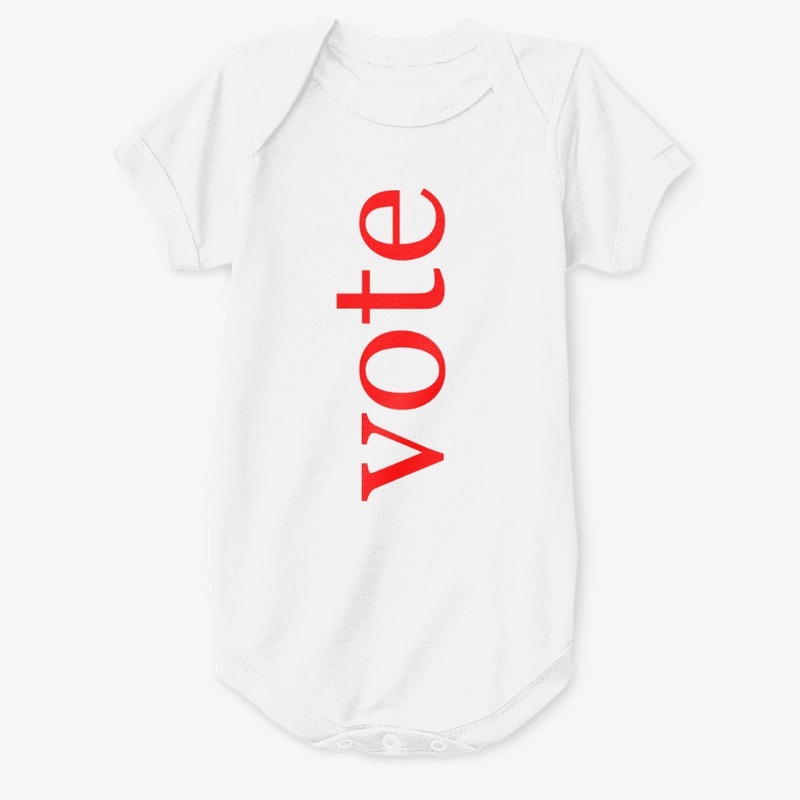 Vote Written in Red Vertical